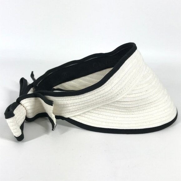 CHANEL 22P CC CC Mark Ribbon Ribbon hat Sun visor Raffia White main image 7